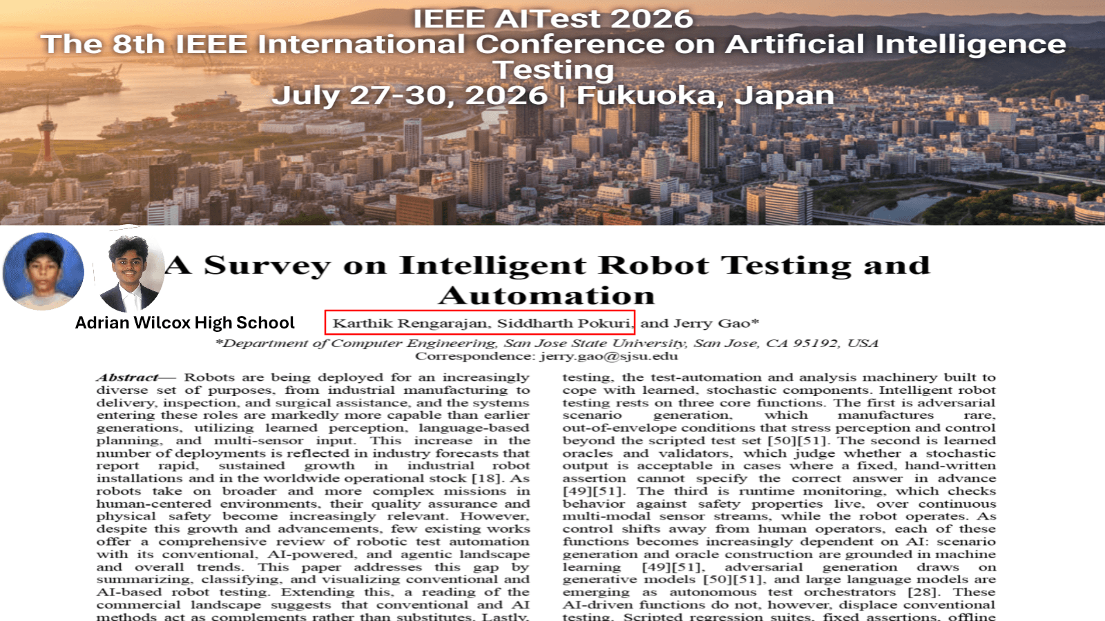 Published paper on intelligent robot testing and automation