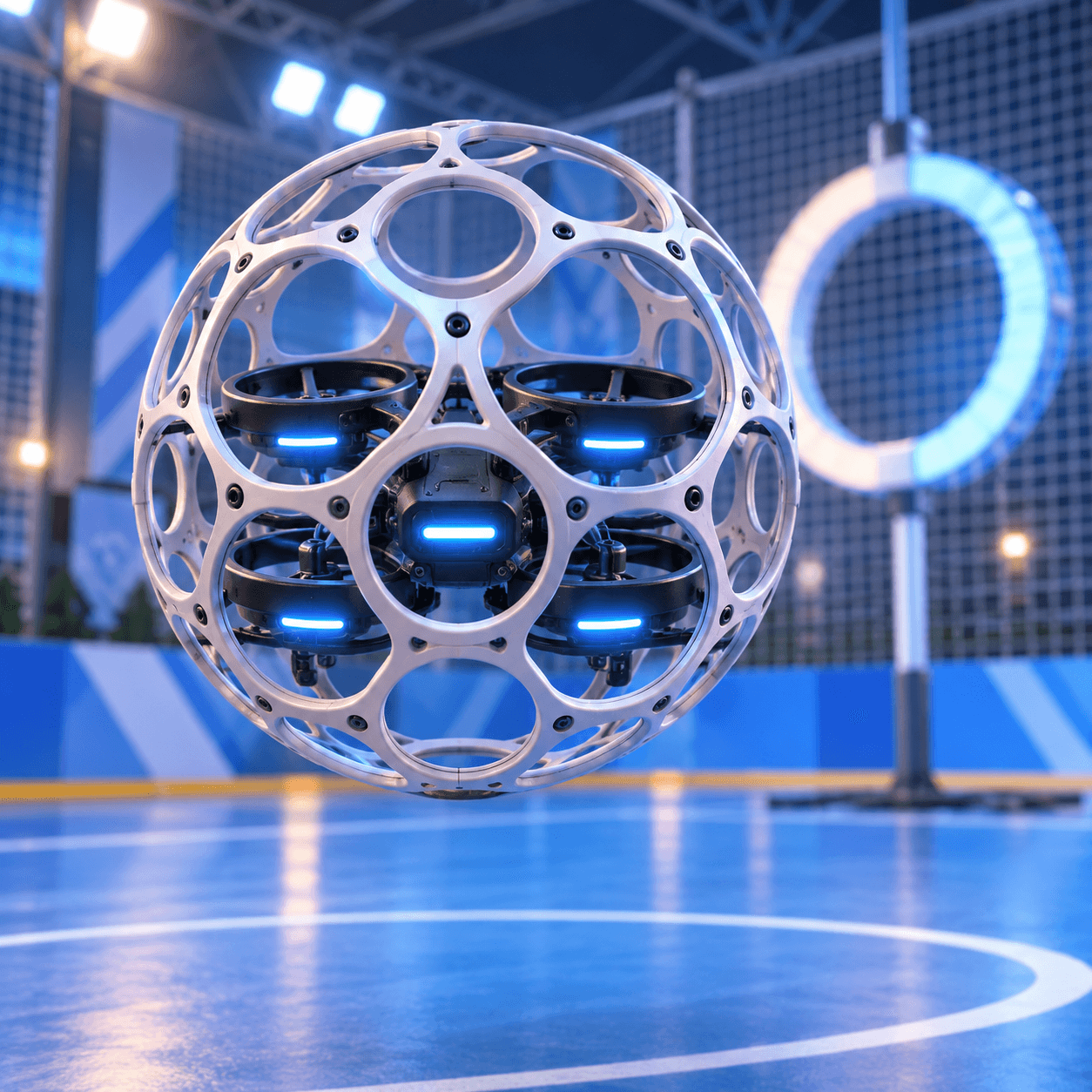A protected drone soccer ball